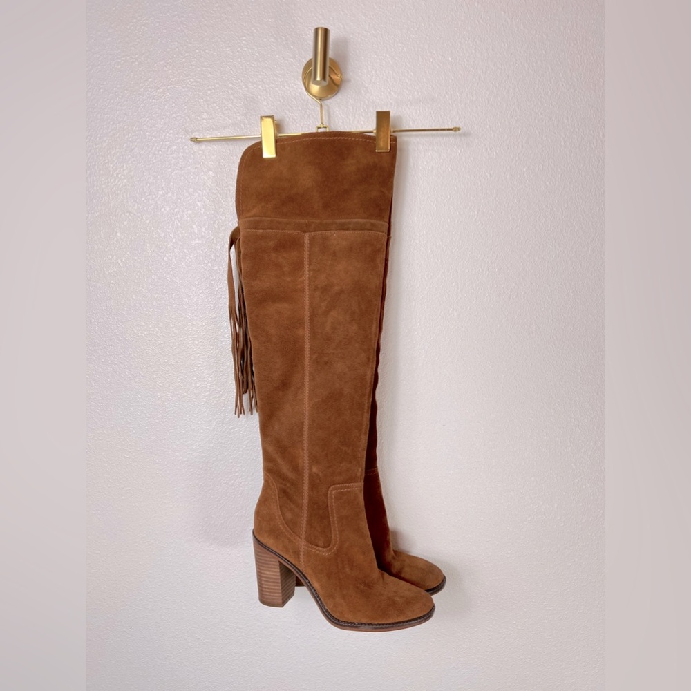 Franco Sarto Knee High Suede Side Zip Boots Size 6.5
